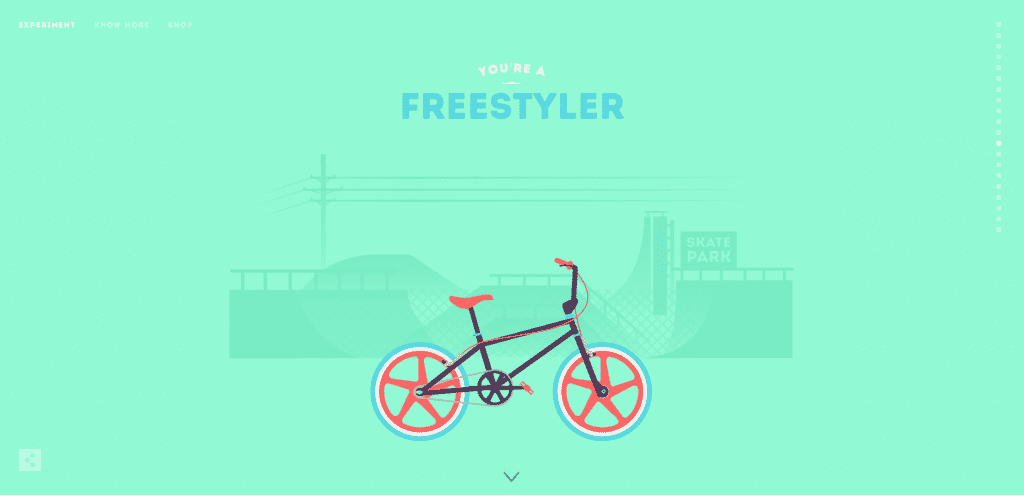Cyclemon website example of simplistic interactivity