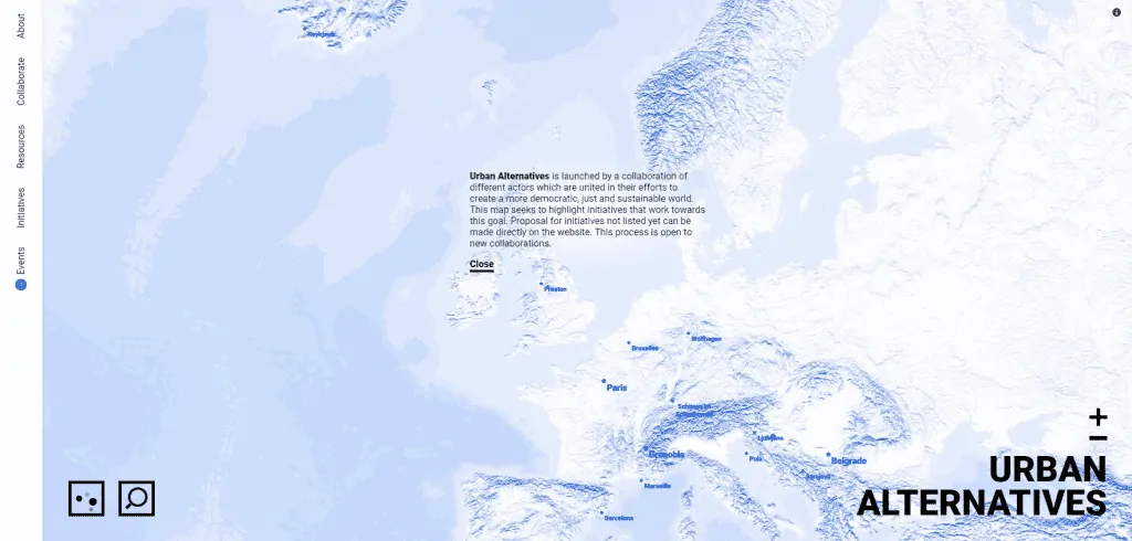 Urban Alternatives website example for finding different economic metrics in europe