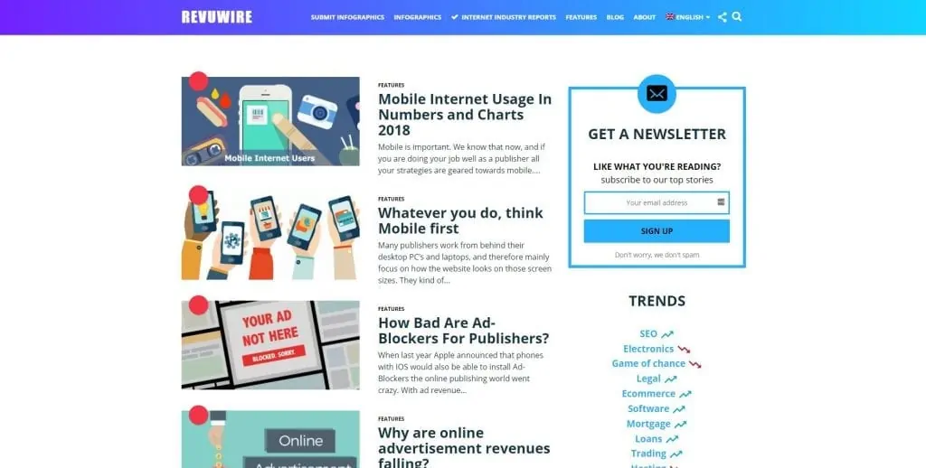Revuwire infographic website example