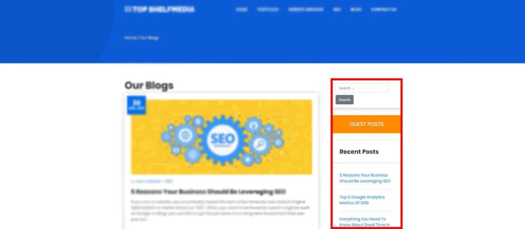 Website sidebar example